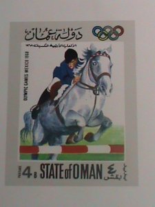 ​OMAN-1968 OLYMPIC GAMES MEXICO'68 -HORSE RIDING MNH IMPERF: S/S VERY FINE