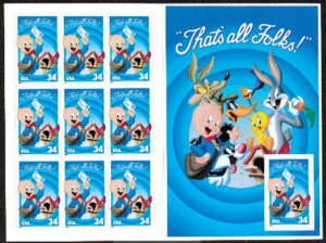 US #3534, Sheet,  34c Porky Pig,  S.S.-VF mint never hinged, Fresh Sheets,  V...