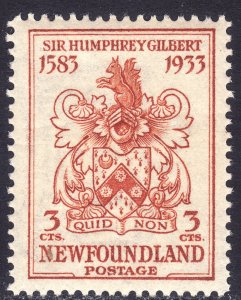 1933 Newfoundland Gilbert Coat of Arms 3¢ issue MNH Sc# 214 CV $4.00 Stk #1