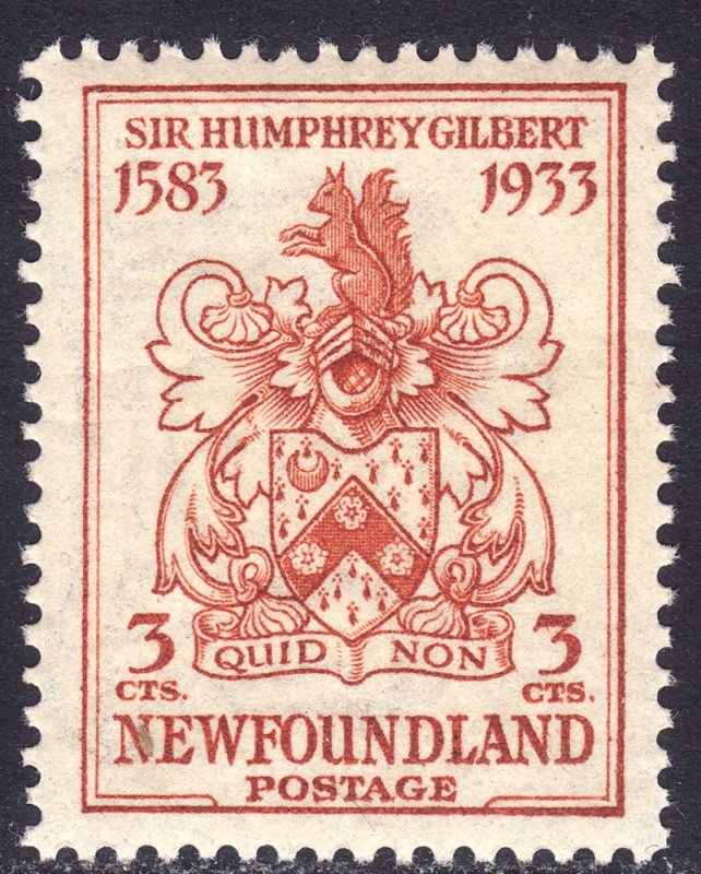 1933 Newfoundland Gilbert Coat of Arms 3¢ issue MNH Sc# 214 CV $4.00 Stk #1