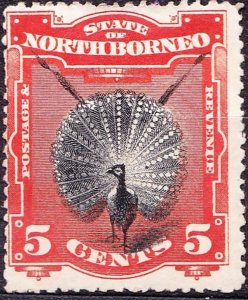 NORTH BORNEO 1894 5 Cents Black and Vermillion SG72 MH