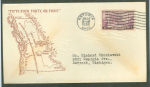 US 783 1936 3c Oregon Territory (single) on an addressed (typed) FDC with an Astoria, OR cancel with a cachet by an unknown publ