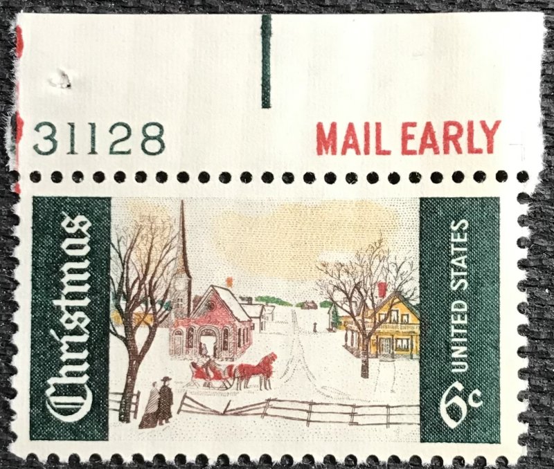 US #1384 MNH PN/Mail Early Single Red Color Shift Christmas SCV $.25 L18