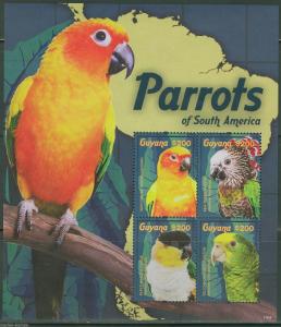 GUYANA  2014  PARROTS  SHEET OF FOUR  MINT  NH 