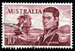 AUSTRALIA Queen Elizabeth II 1965 10/- Deep Red-Brown on White Paper SG 359a VFU