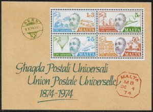 Malta #487a MNH S/Sheet - UPU - Universal Postal Union