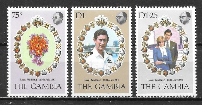 Gambia 426-28 Diana Wedding set MNH (lib)