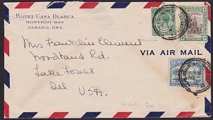 JAMAICA 1930 cover to USA : STREET LETTER BOX MONTEGO BAY cds...............7466