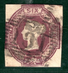 GB QV EMBOSSED Stamp SG.58 6d Mauve (1854) Used Edinburgh Cat £1,000 SBR154