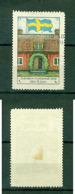 Sweden Poster Stamp 1931. National Day June 6. House,Swedish Flag. Cancel