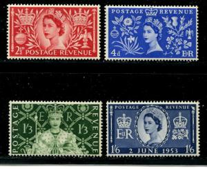 GREAT BRITAIN  313-16 Mint OG 1953 Coronation