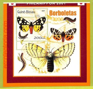 B0319 - GUINE-DISSAU - MISPERF ERROR Stamp Sheet - 2001 - Insects Butterflies-