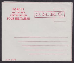 Canada mint 1963 Canadian Forces Aerogramme w/ O.H.M.S. Handstamp, VF