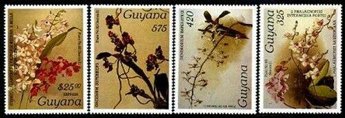 HERRICKSTAMP GUYANA Sc.# 1270, 1283, 1326, E9 Orchids XXX (MI 1966-69) Stamps