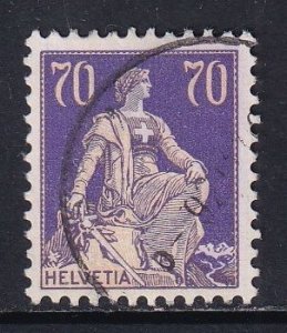 Switzerland #142  used 1924 sitting Helvetia 70c violet and buff