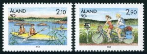 Finland-Aland 60-61, MNH. Michel 51-52. NORDEN-1991. Kayaking, Cycling.