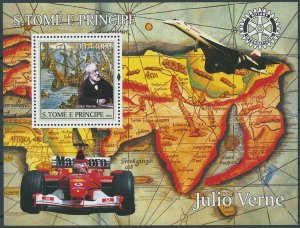 Sao Tome & Principe 2004 MNH Jules Verne Stamps Ships Maps F1 Concorde 1v S/S