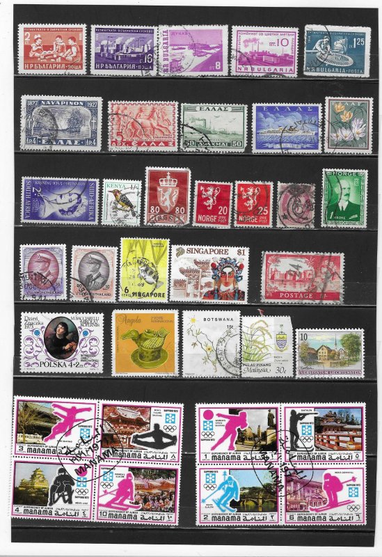 World Wide Collection of 82 Different Old Used Off Paper Stamps