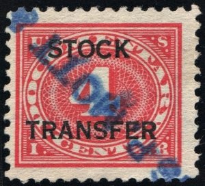 RD3 4¢ Stock Transfer Stamp (1918) Used