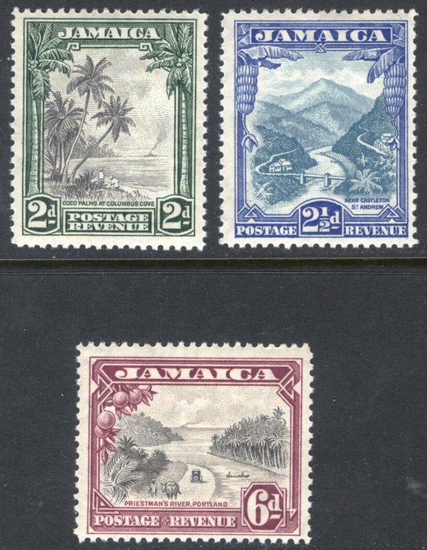 Jamaica 1932 2d-6d Pictorial SG 111-113 Scott 106-108 LMM/MLH Cat £65($87)
