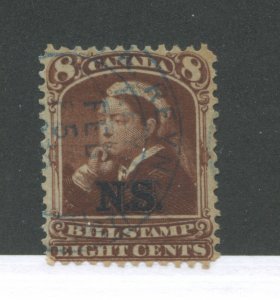 Nova Scotia QV overprinted Bill Stamp 8 cents used