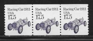 United States 2262 17.5c Racing Car PNC Strip of 3 Plate 1 MNH