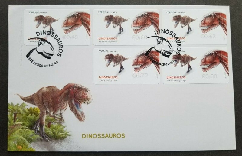 Portugal Dinosaur Post & Go ATM Pre Historic 2015 (frama label stamp FDC) *rare 