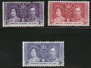Solomon Islands Scott 64-66 MNH** 1937 Coronation set 