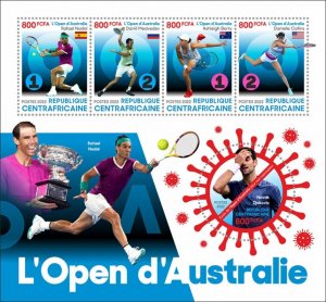 C A R - 2022 - Tennis, Australian Open - Perf 4v Sheet - Mint Never Hinged