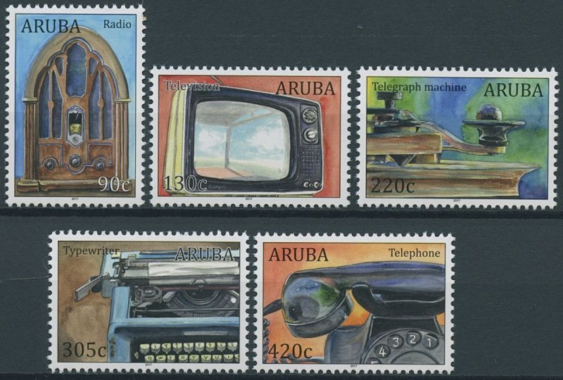 Aruba Stamps 2017 MNH Antiques Radio TV Telephone Typewriter 5v Set