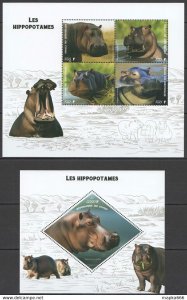 2019 Hippopotamuses Wild Animals Fauna 1+1 ** Ja099