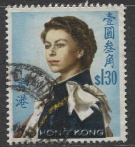 Hong Kong - Scott 213c - QEII-Definitive Issue -1966 -Used- Single $1.30c Stamp