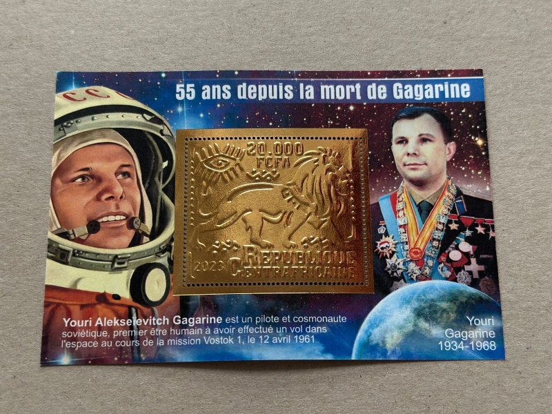 Space, Gagarin 2023 year 6 blocks Foil. Bronze perforated  NEW MNH**