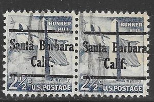 USA 1034: 2.5c Bunker Hill, Santa Barbara, Calif precancel, used, VF