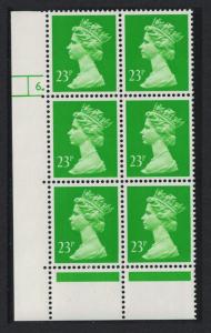 Great Britain 23p Cylinder Block of 6 SG#X966