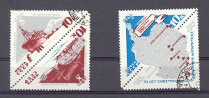 Russia Sc# 3162-3164 Used 1966 10k Diesel Ship Ob and Penguins