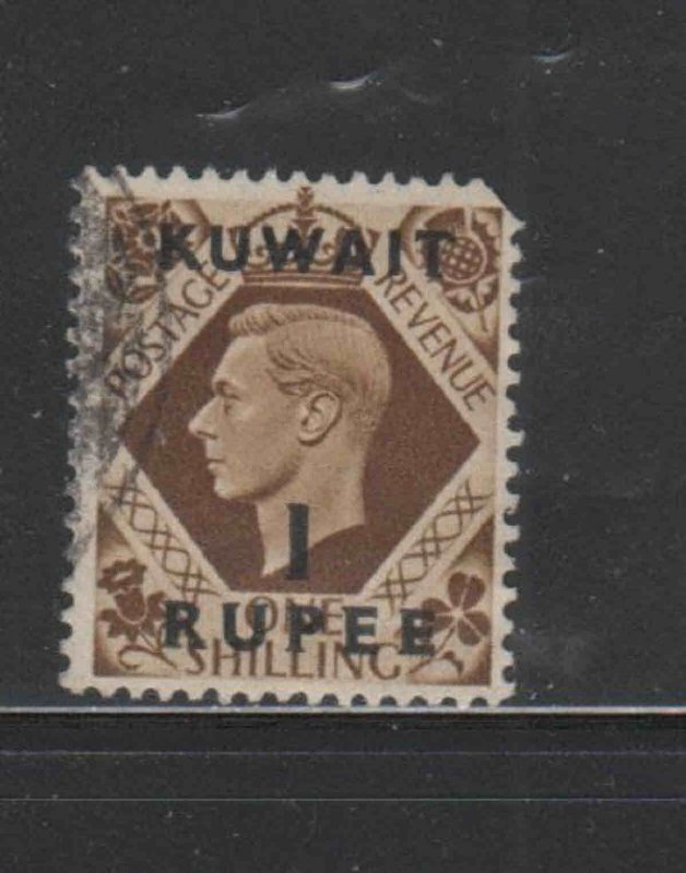 KUWAIT #79  1948  1r on 1sh   KING GEORGE VI SURCHARGED   F-VF  USED  a