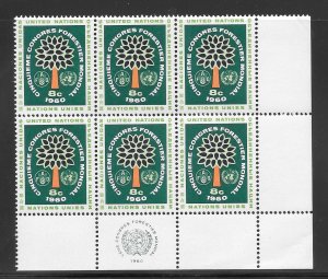 United Nations #82 MNH Margin Inscription Block of 6