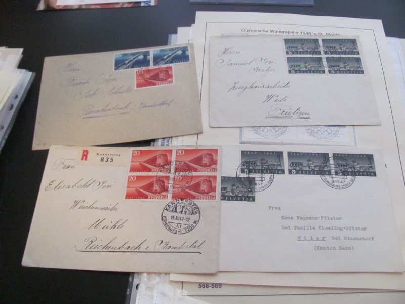 SWITZERLAND USED STAMPS & COVERS COLL. ON PAGES 1930-2005 $2K-$3K CAT. XF (191)