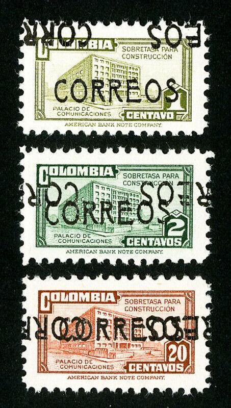 Colombia Stamps # 562-4 VF OG NH Double Overprint Set of 3