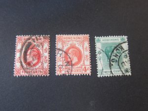 Hong Kong 1904 Sc 90,111,157 FU