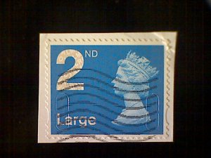 Great Britain, Scott #MH391, 2014, used on paper, Machin, 2nd Large, bright blue