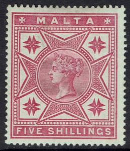 MALTA 1886 QV 5/-