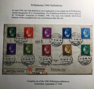 1940 Amsterdam Netherlands Cover Locally Used Wilhelmina Definitive Stamps Issue