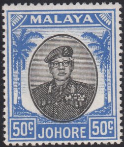 Malaya  Johore 1949-55 MH Sc 147 50c Sultan Ibrahim