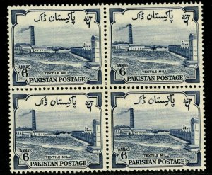 ES-14420  PAKISTAN SG 74, TEXTILE MILL BLOCK OF 4  MNH