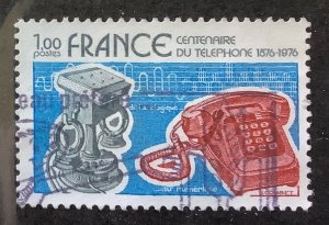 France 1976 Scott 1500 used - 1.00fr,  100th Anniversary of the Telephone