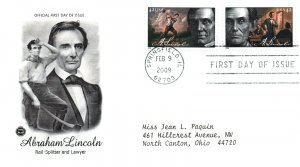 US FIRST DAY COVERS ABRAHAM LINCOLN SERIES SET OF 4 ON PAIR OF CACHETS 2009