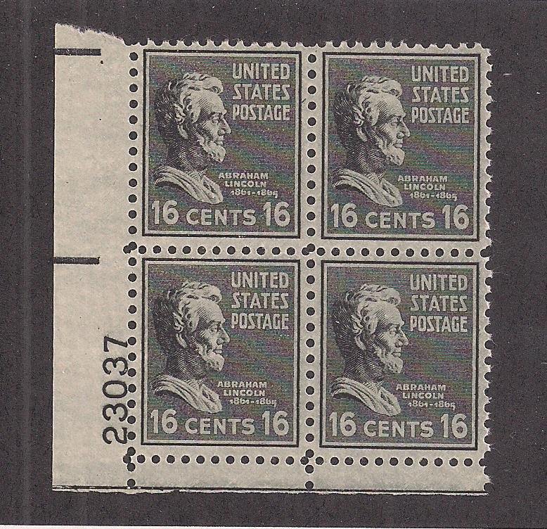 UNITED STATES SC# 821  PL B/4  FVF/MNH