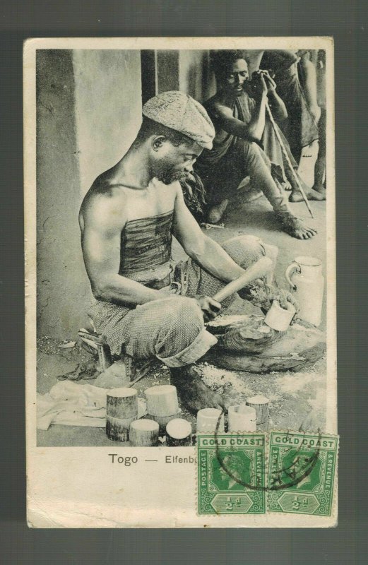 1920 Gold Coast RPPC Postcard Cover to  Detroit USA Togo Man Carving